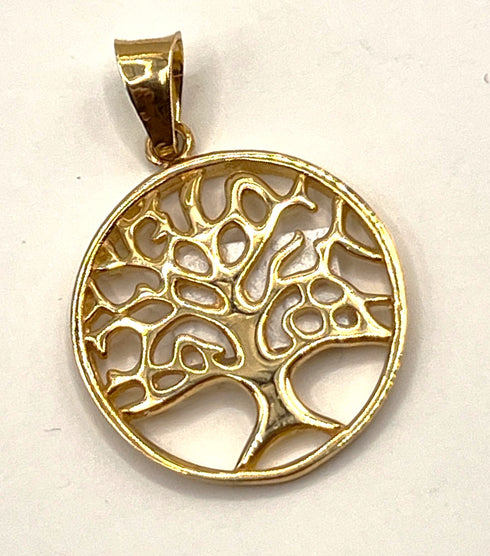 14k Gold Round Tree of Life Necklace